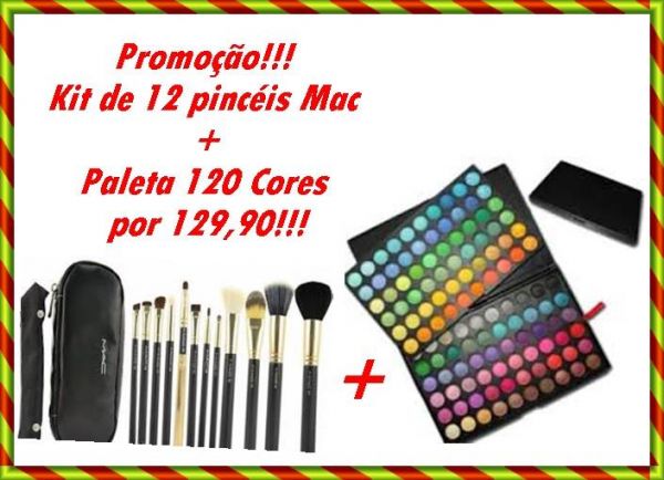 Paleta 120 cores +Kit 12 pincéis Mac